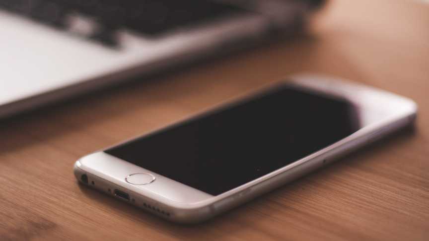 Mobile phone on a desk